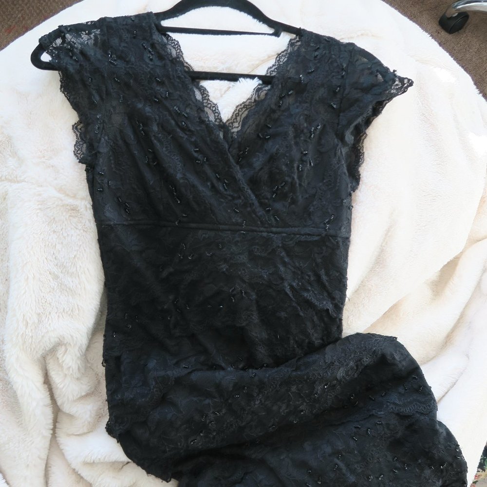 Cocktail Black Lace Dress with Beading